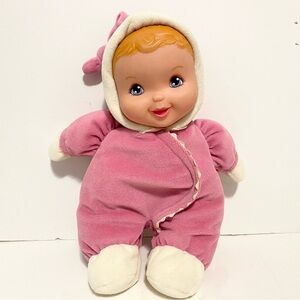 Lauer Water Baby Doll Pink Soft Outfit Sleeper Pink White Vintage Toy Blue Eyes